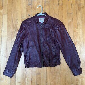Vintage 1970's Red Leather Cropped Moto Jacket (40R)